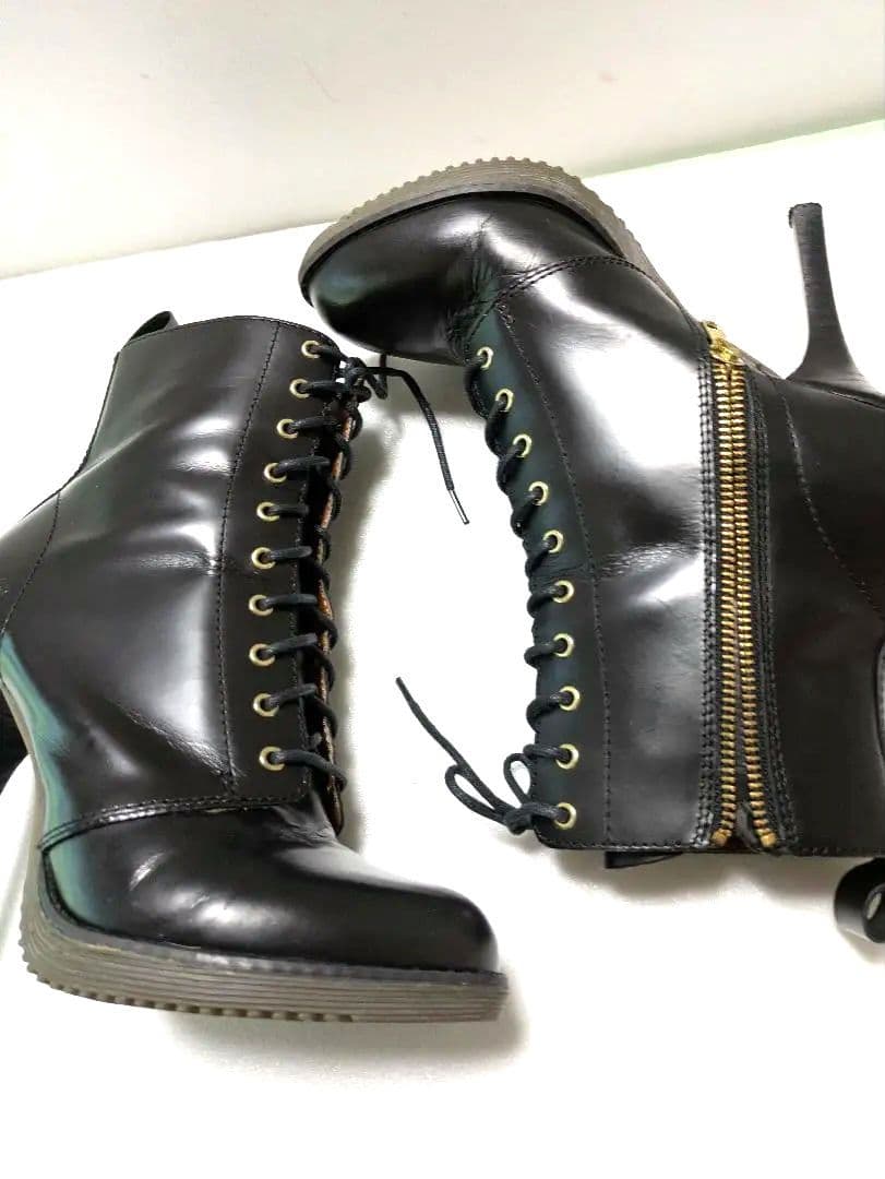 希少完売Dr.Martens KENDRA UK5黒 ブーツ10ホールピンヒール