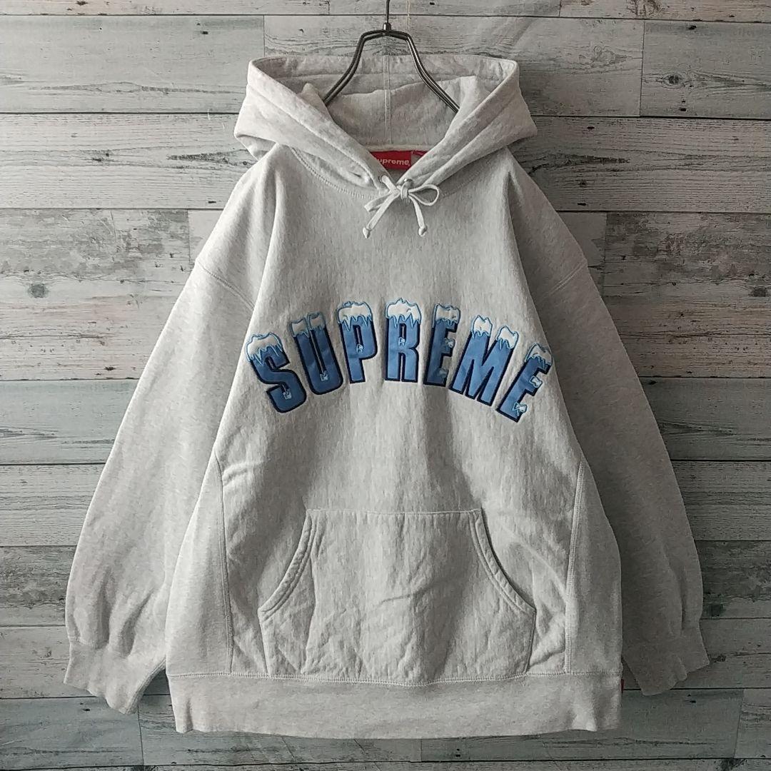 超人気デザイン☆シュプリーム 刺繍アイスロゴ アーチロゴ パーカー XL相当