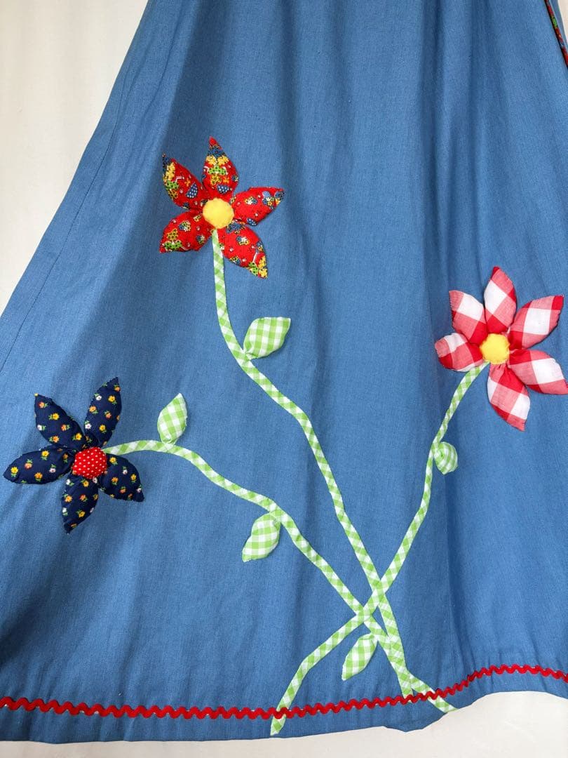 70s vintage パッチワーク アップリケキルト ラップ スカート