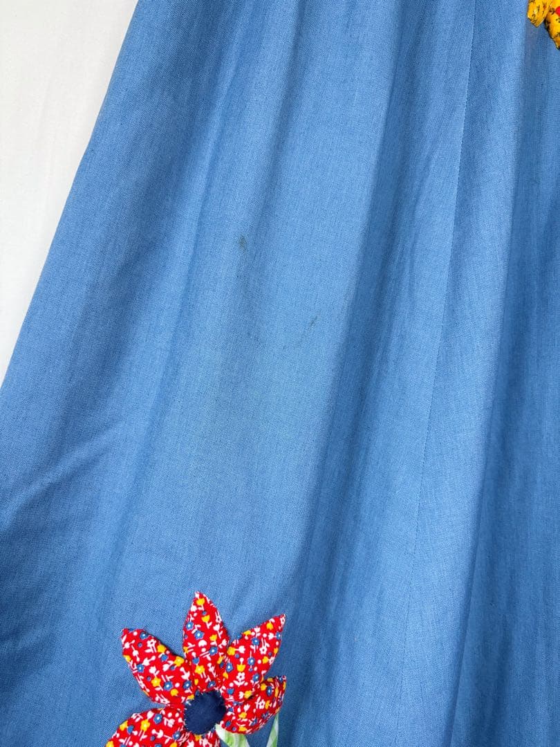 70s vintage パッチワーク アップリケキルト ラップ スカート