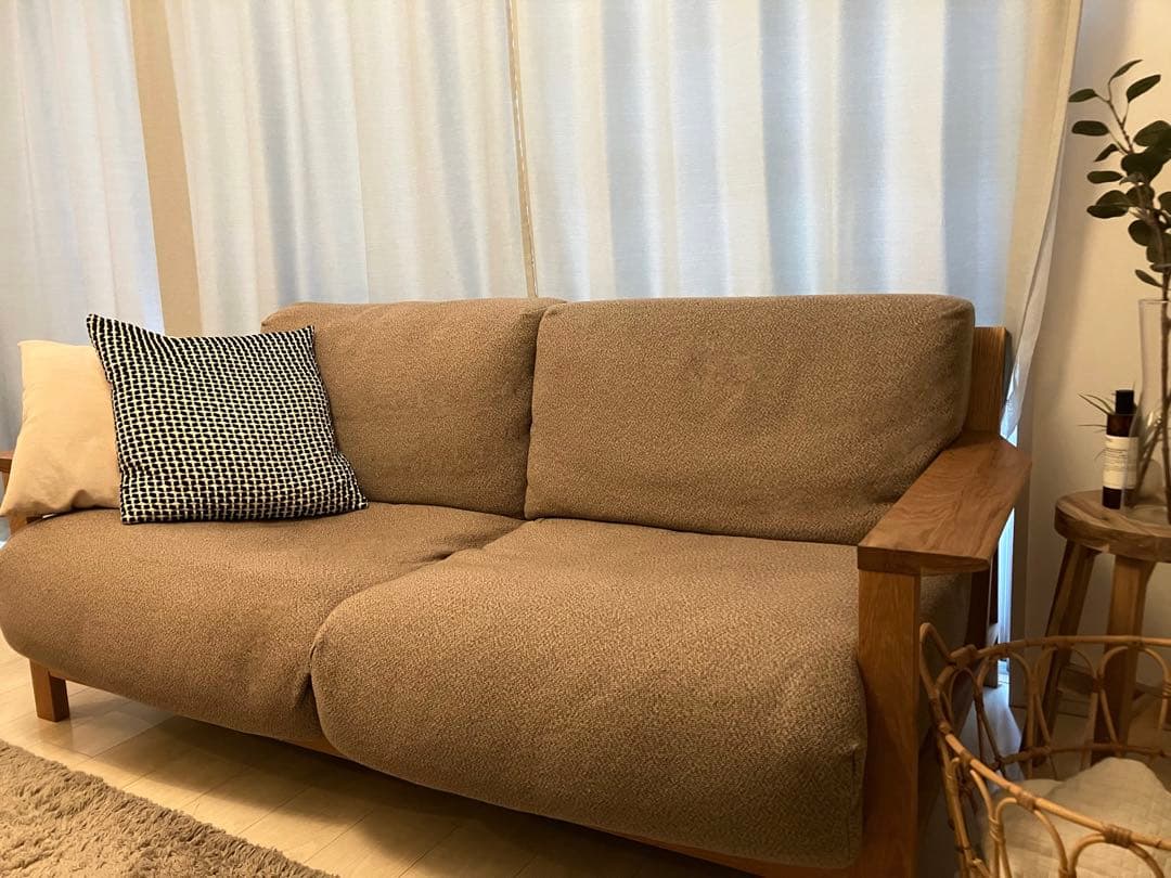 無印良品　ソファ本体木製フレーム　 フェザーポケットコイル２.5シーター