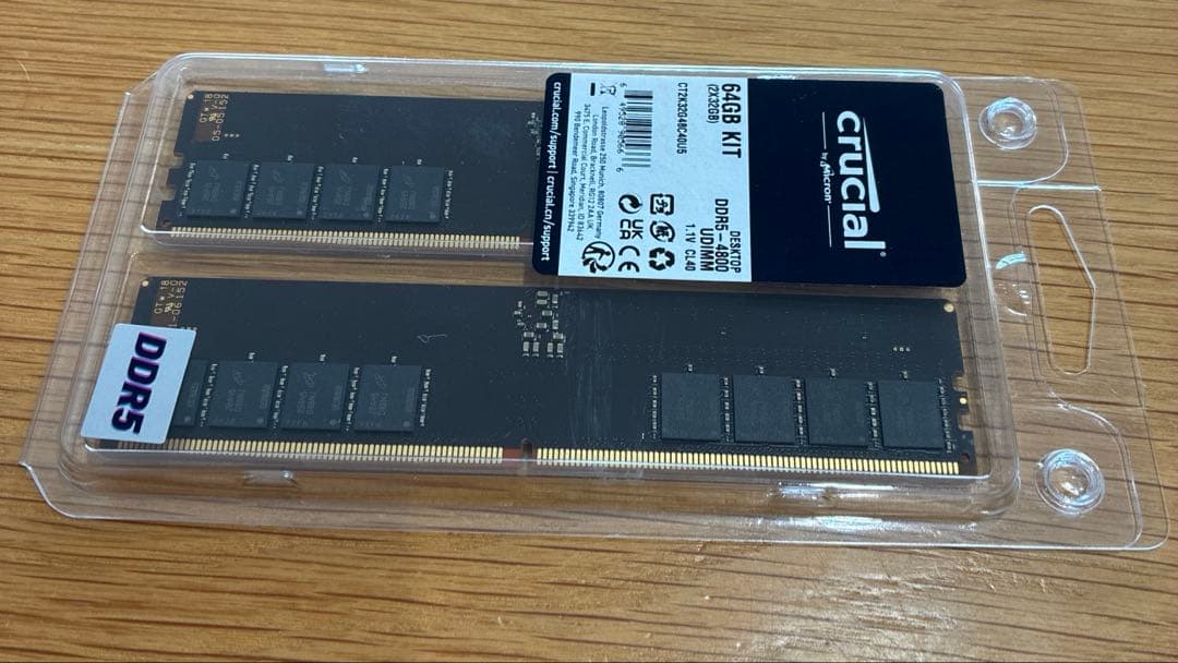 Crucial DDR5 32GBx2枚(64GB) メモリ