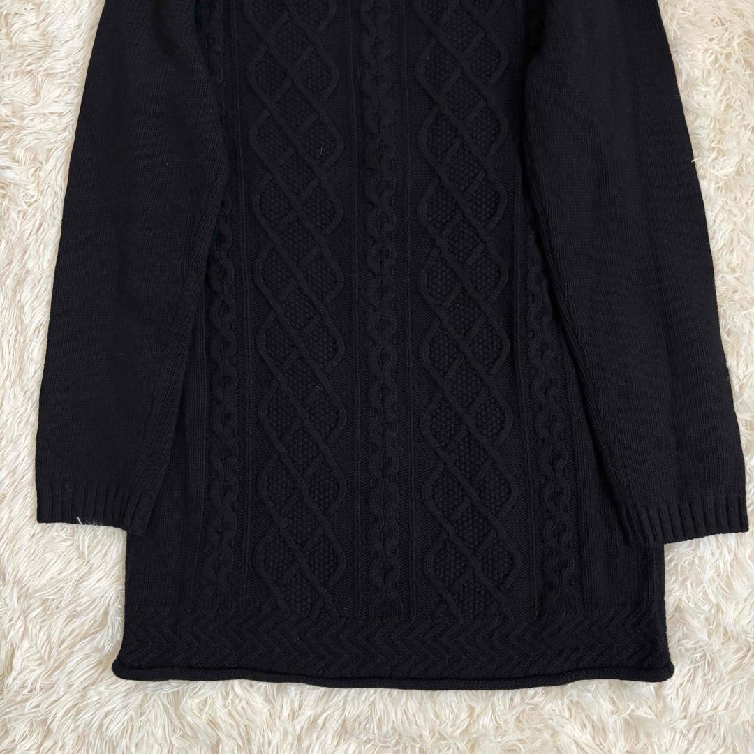 マックスマーラ ケーブルニット カシミヤ ロング ブラック クールネック ボタン