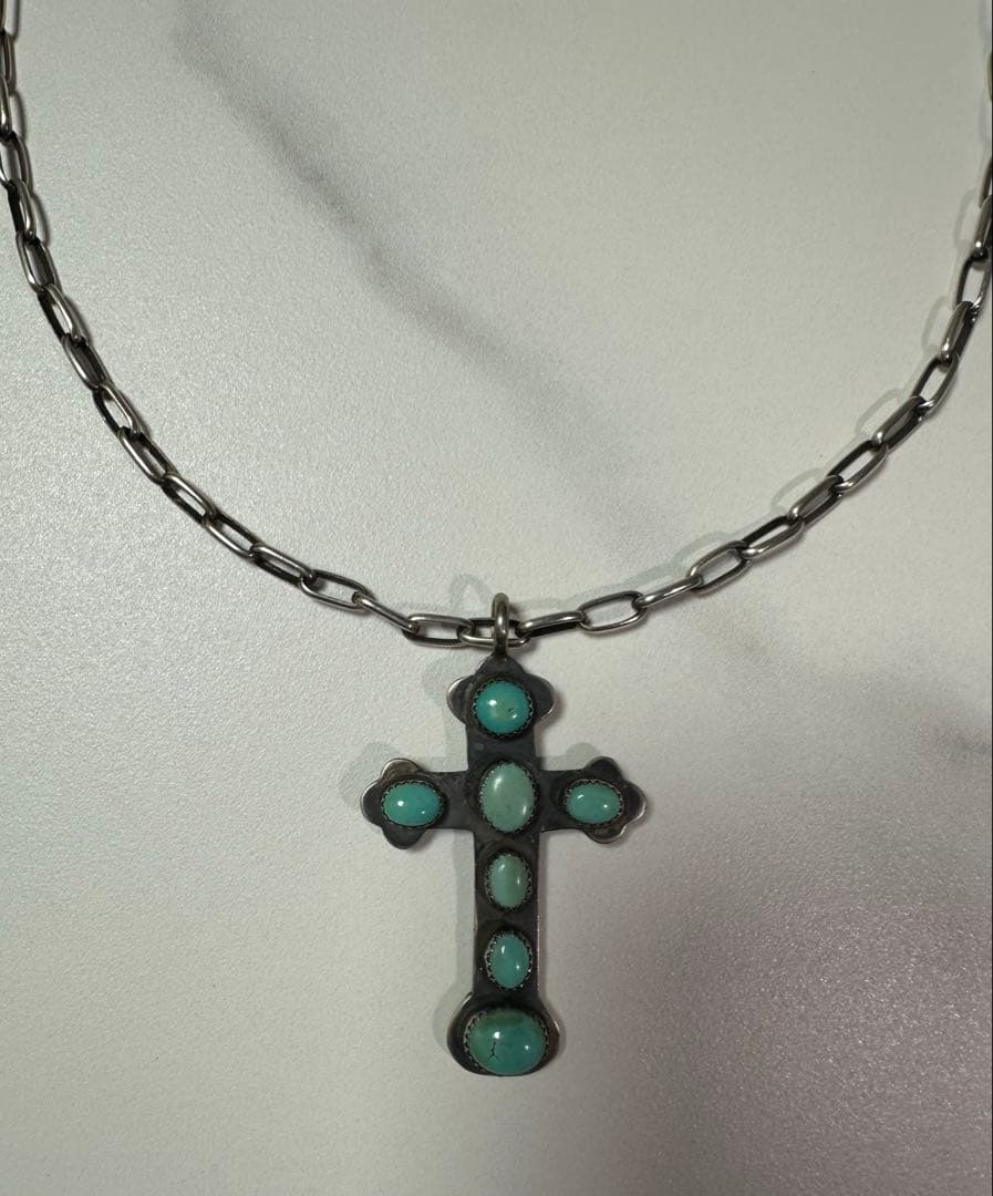 vintage NAVAJO ナバホ クロストップ ターコイズ シルバーチェーン