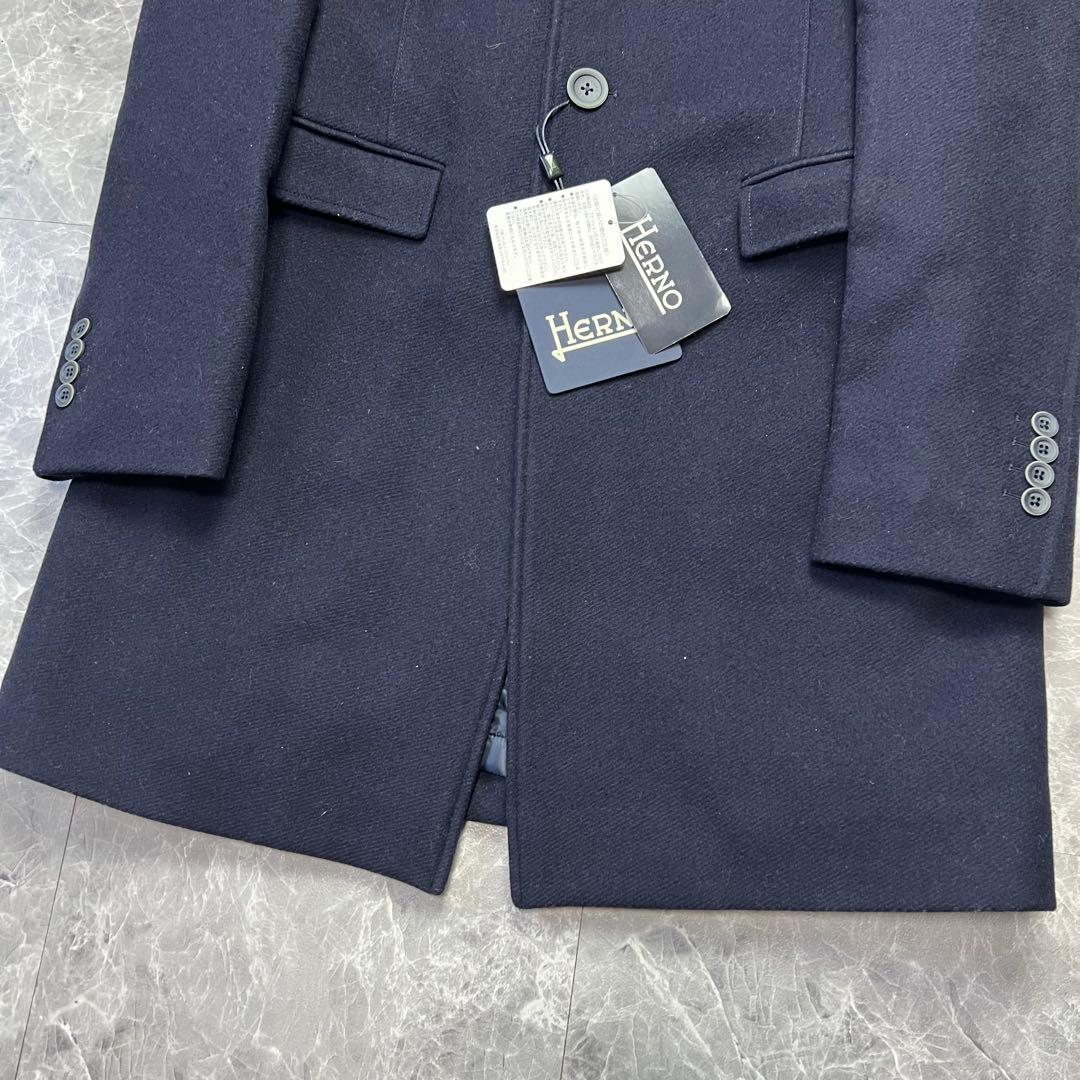 新品未使用　タグ付　ヘルノ　チェスターコート　ライナー　ネイビー　50 L