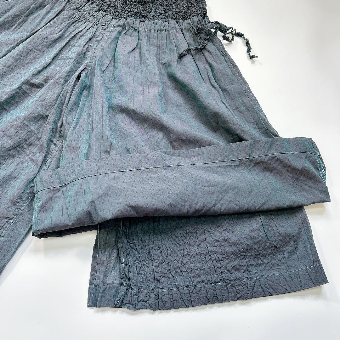 me ISSEY MIYAKE ガウチョパンツ 緑系 膝下 プリーツ加工 F