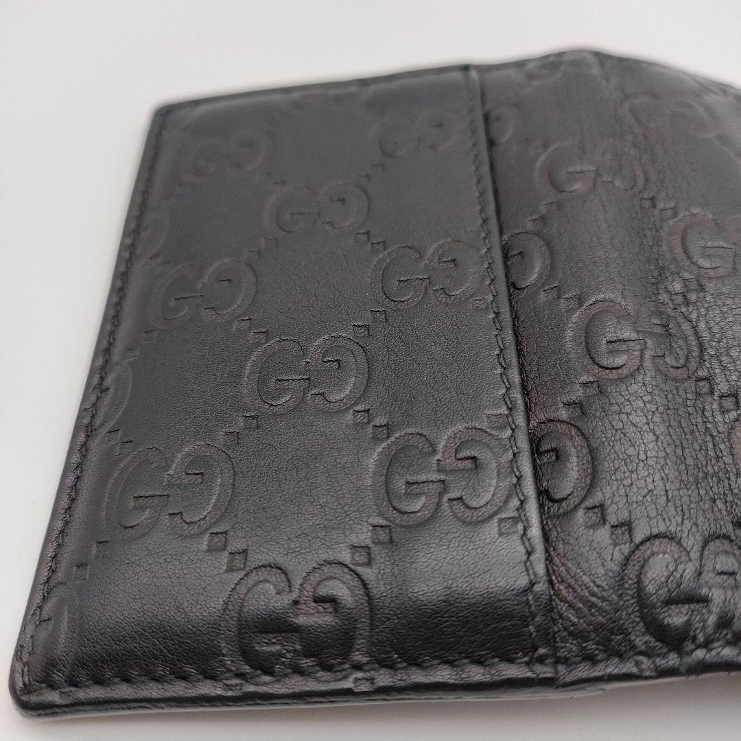GUCCI グッチ シマ カードケース 名刺入れ　本革 レザー ブラック メンズ