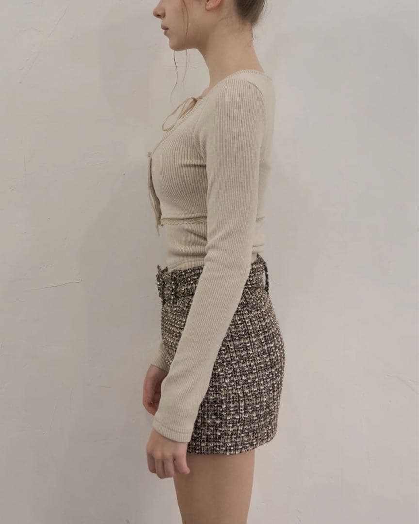 【yilon】RIB ENSEMBLE BUTTON TOPS