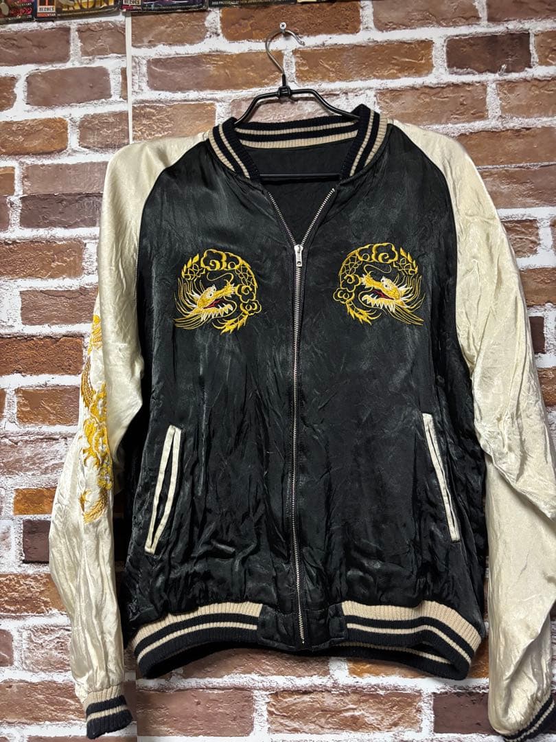 スカジャン　クロップドヘッズ Cropped Heads刺繍×龍　リバーシブル