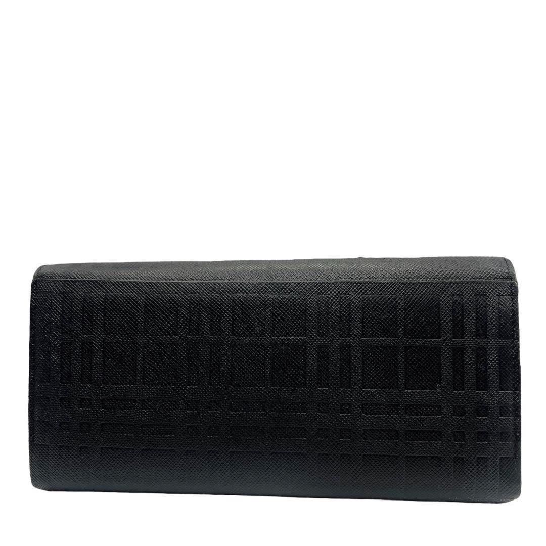 専用BURBERRY ブラック レザー ノバチェック メンズ 長財布 6639