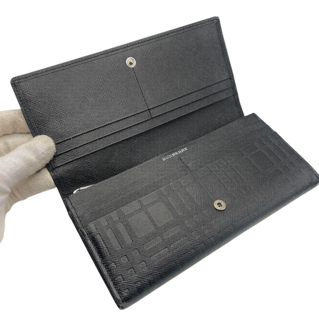 専用BURBERRY ブラック レザー ノバチェック メンズ 長財布 6639