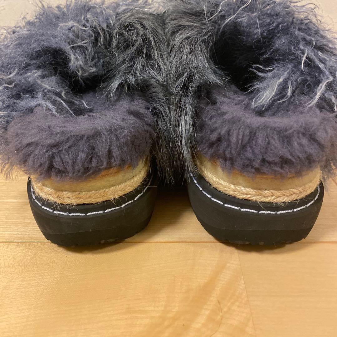 sacai ファー　サンダル　39 グレー　ブラック