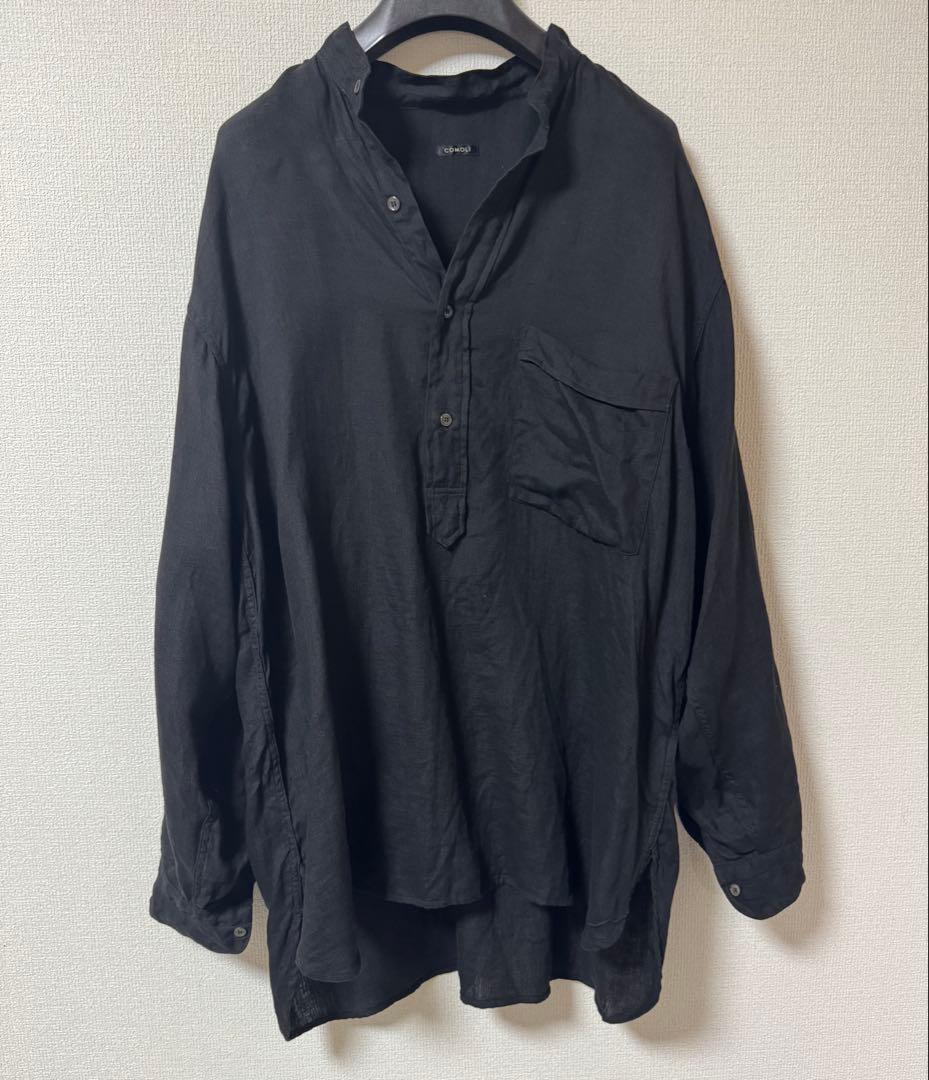 25ss COMOLI コモリ リネンWクロス プルオーバーシャツ 2 ブラック