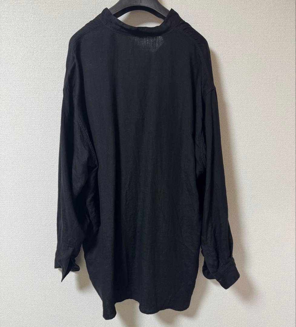 25ss COMOLI コモリ リネンWクロス プルオーバーシャツ 2 ブラック