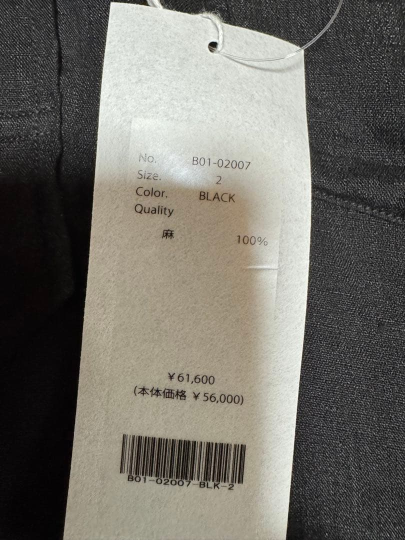 25ss COMOLI コモリ リネンWクロス プルオーバーシャツ 2 ブラック