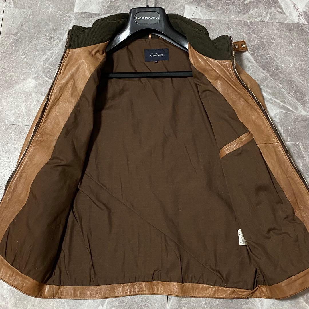 【MEN'S BIGI】羊革 レザージャケット キャメルブラウン トロトロ肌触り