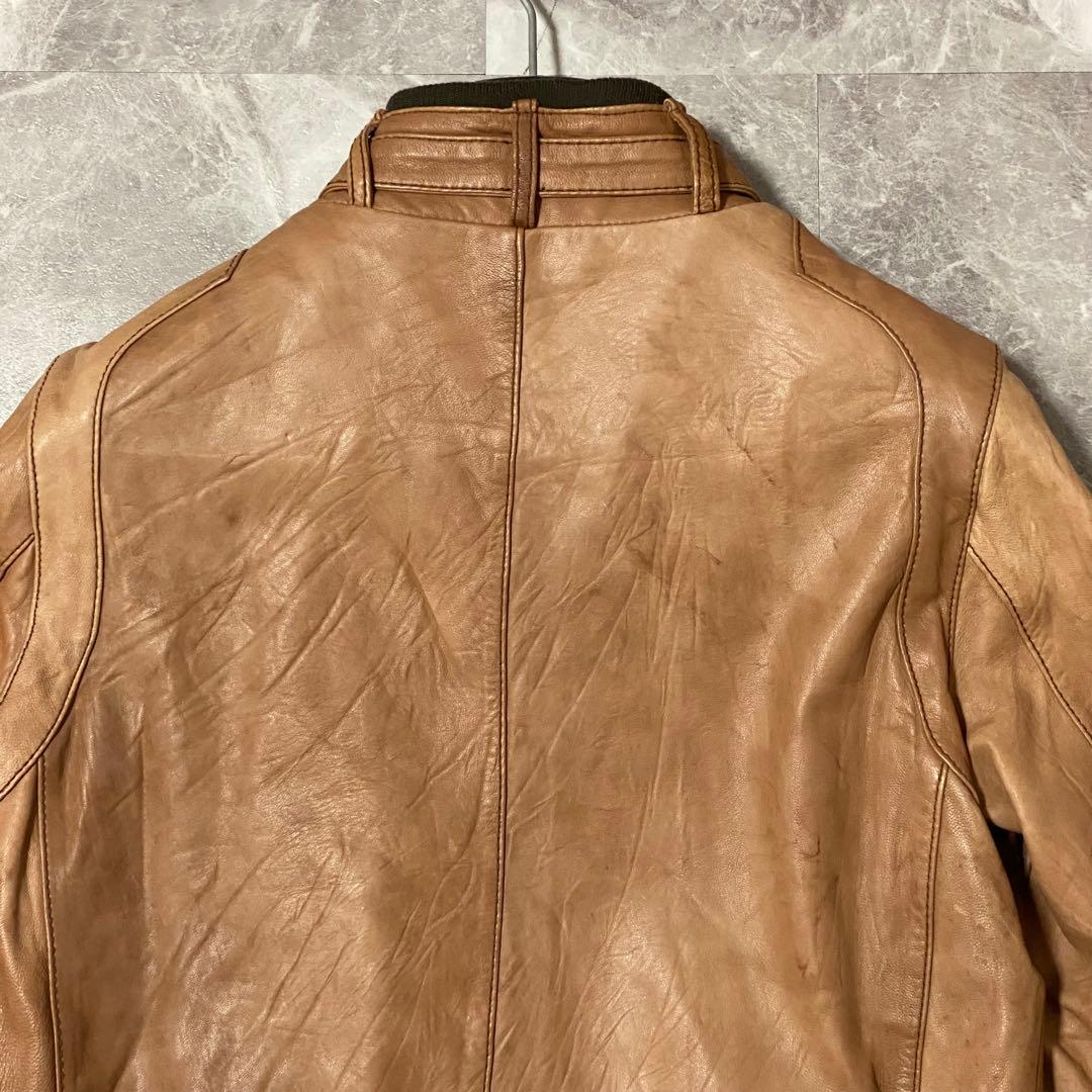 【MEN'S BIGI】羊革 レザージャケット キャメルブラウン トロトロ肌触り