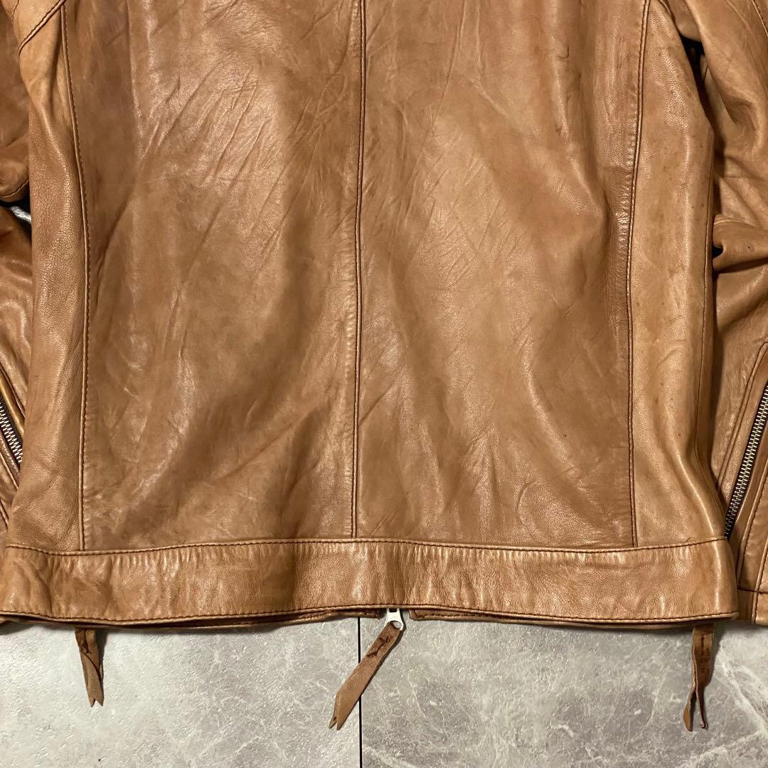 【MEN'S BIGI】羊革 レザージャケット キャメルブラウン トロトロ肌触り