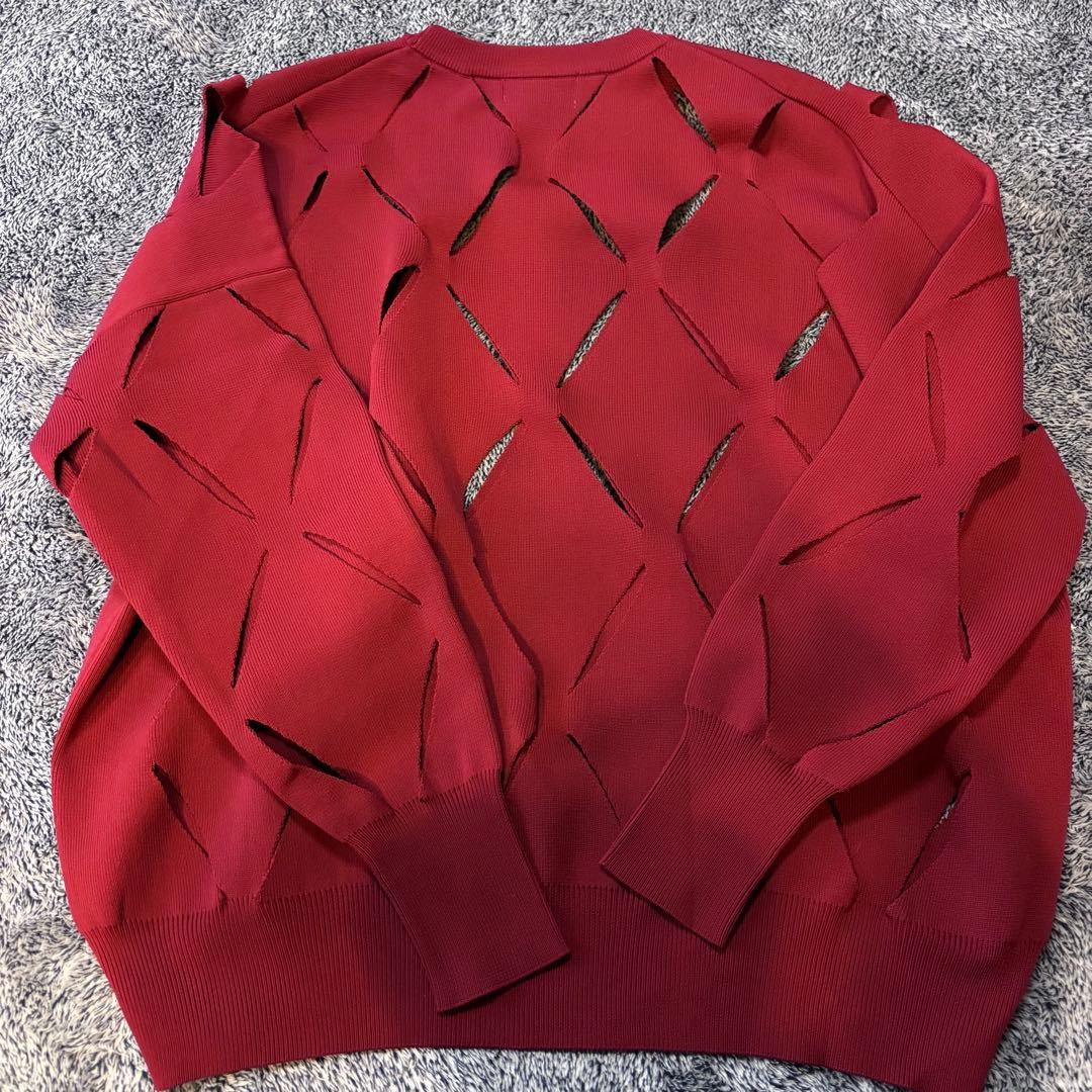 レッド　ヘレンチア　デザインカットニット　HERENCIA ニットトップス