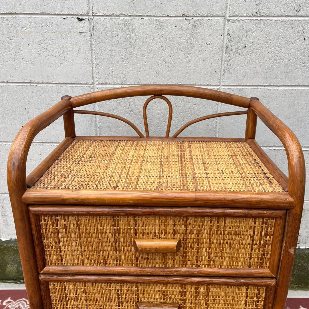 古家具◾️ナチュラル天然素材 4杯 籐ラタンチェスト/ 整理棚