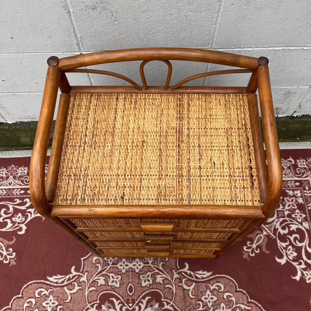 古家具◾️ナチュラル天然素材 4杯 籐ラタンチェスト/ 整理棚