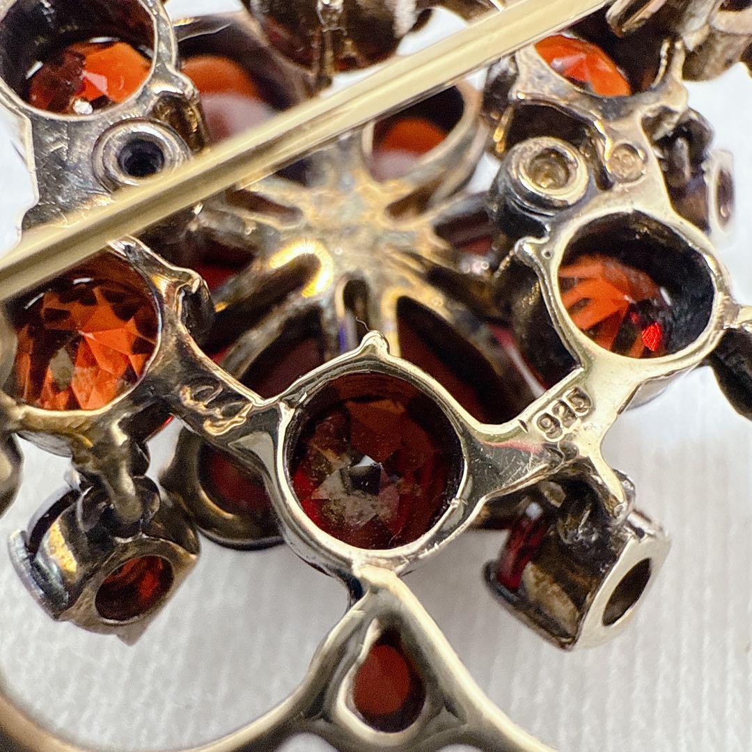 碌山 ロクザン ゴールドカラー SILVER925 ガーネット ブローチ