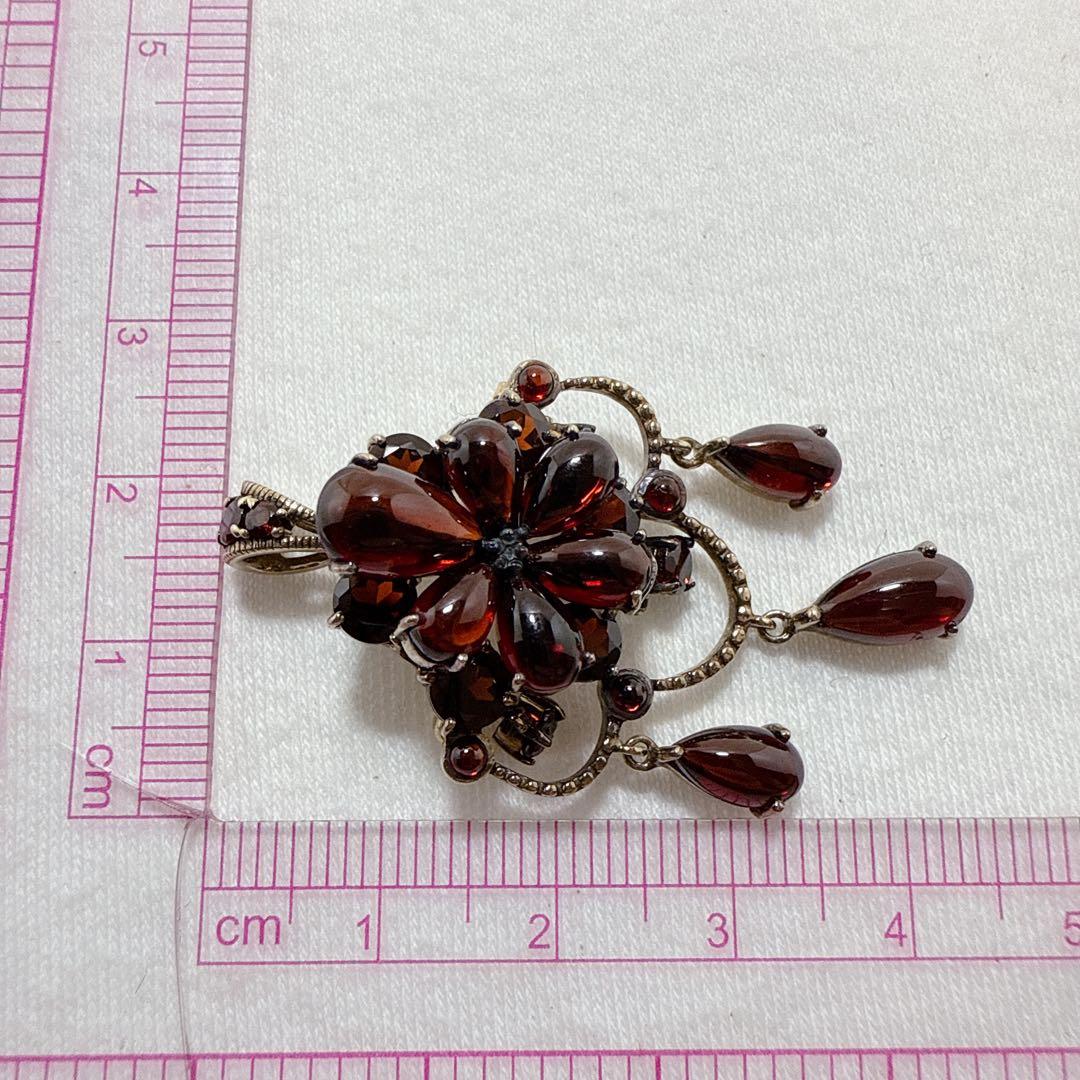 碌山 ロクザン ゴールドカラー SILVER925 ガーネット ブローチ