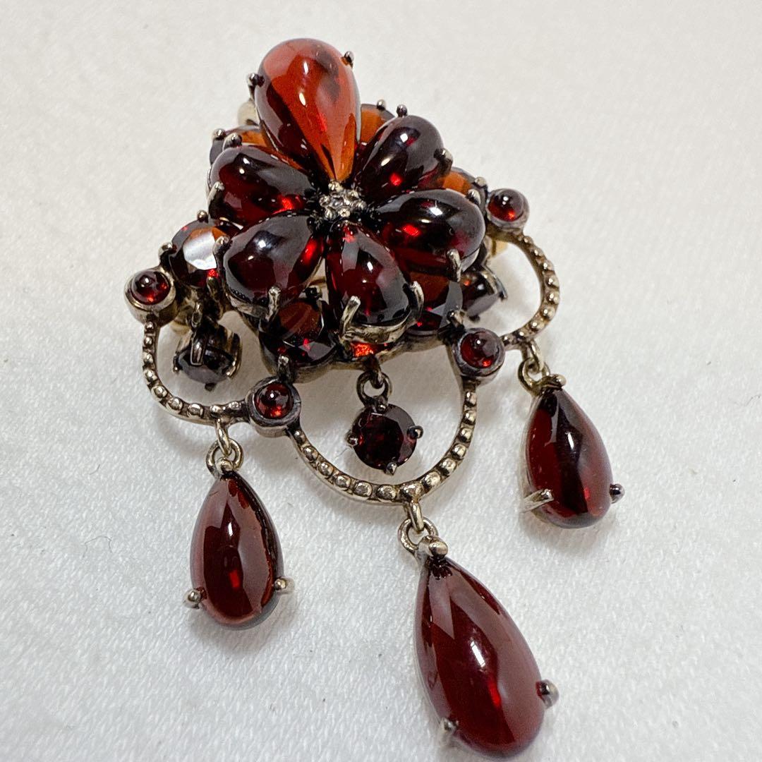 碌山 ロクザン ゴールドカラー SILVER925 ガーネット ブローチ