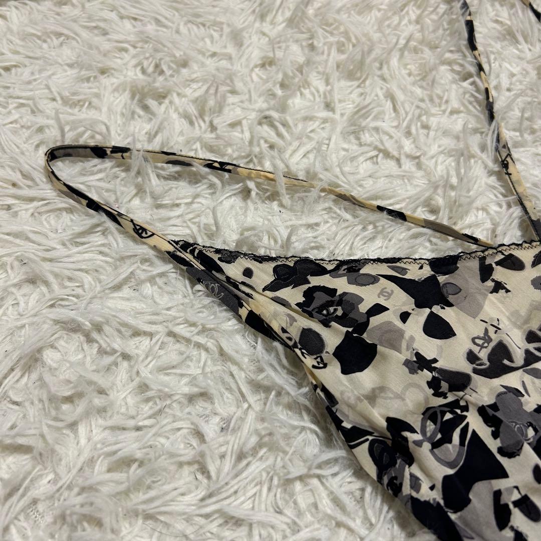 良品✨CHANEL 42 シルク フラワー カメリア ココマーク キャミソール