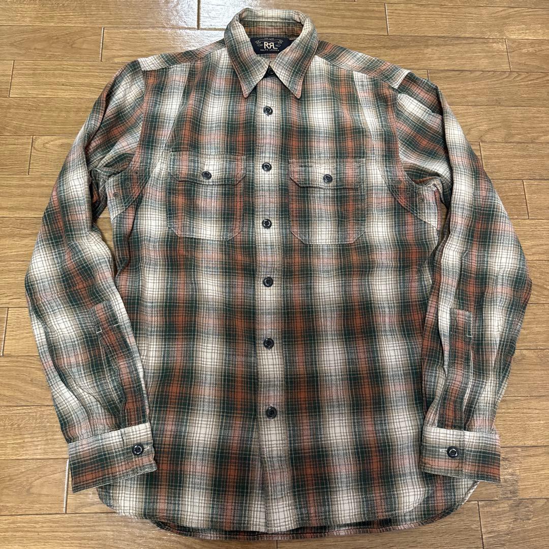 ダブルアールエル　オンブレチェックシャツ　xs