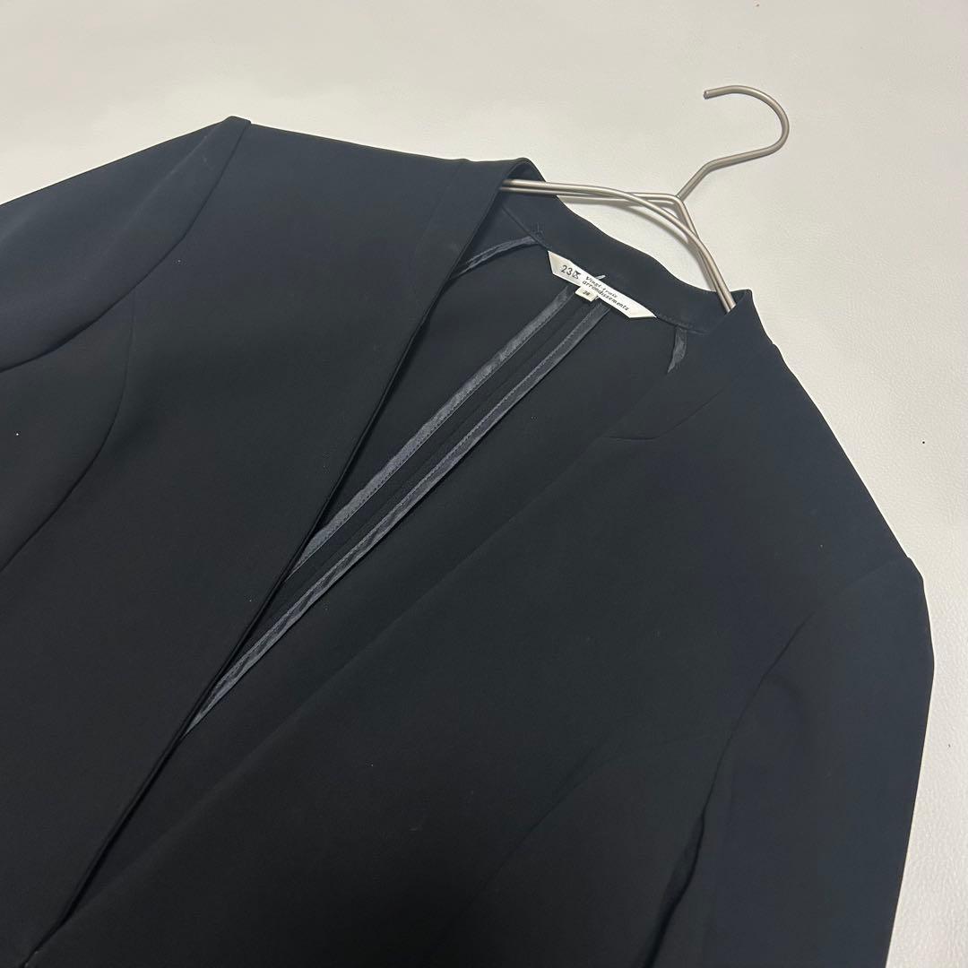 美品✨23区 スーツ セットアップ パンツ ノーカラー ボタンレス ビジネス 黒