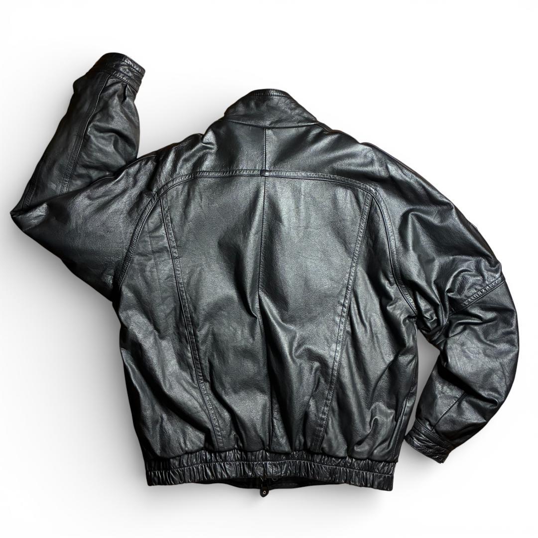 90s レザージャケット 短丈 本革 ブラック L 古着 Y2K 革ジャン 美品