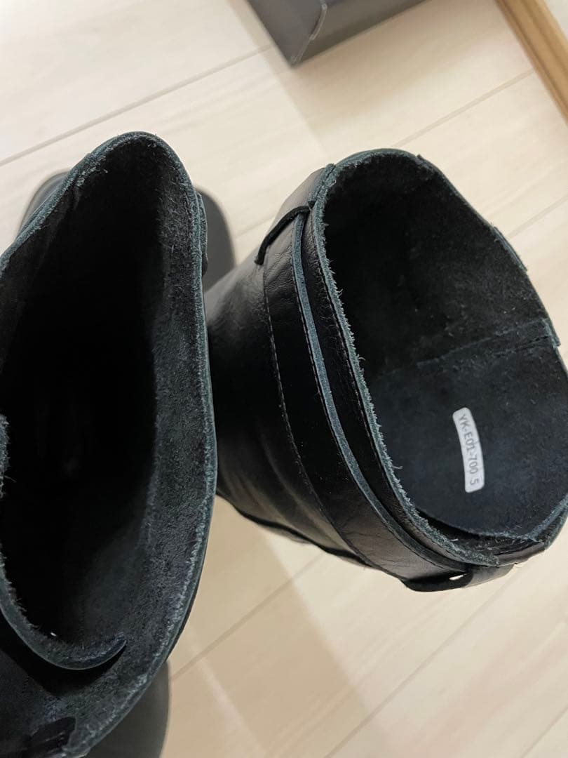 Y's バックル付きブラックレザー ロングブーツ　24.5〜25㎝　XL ワイズ