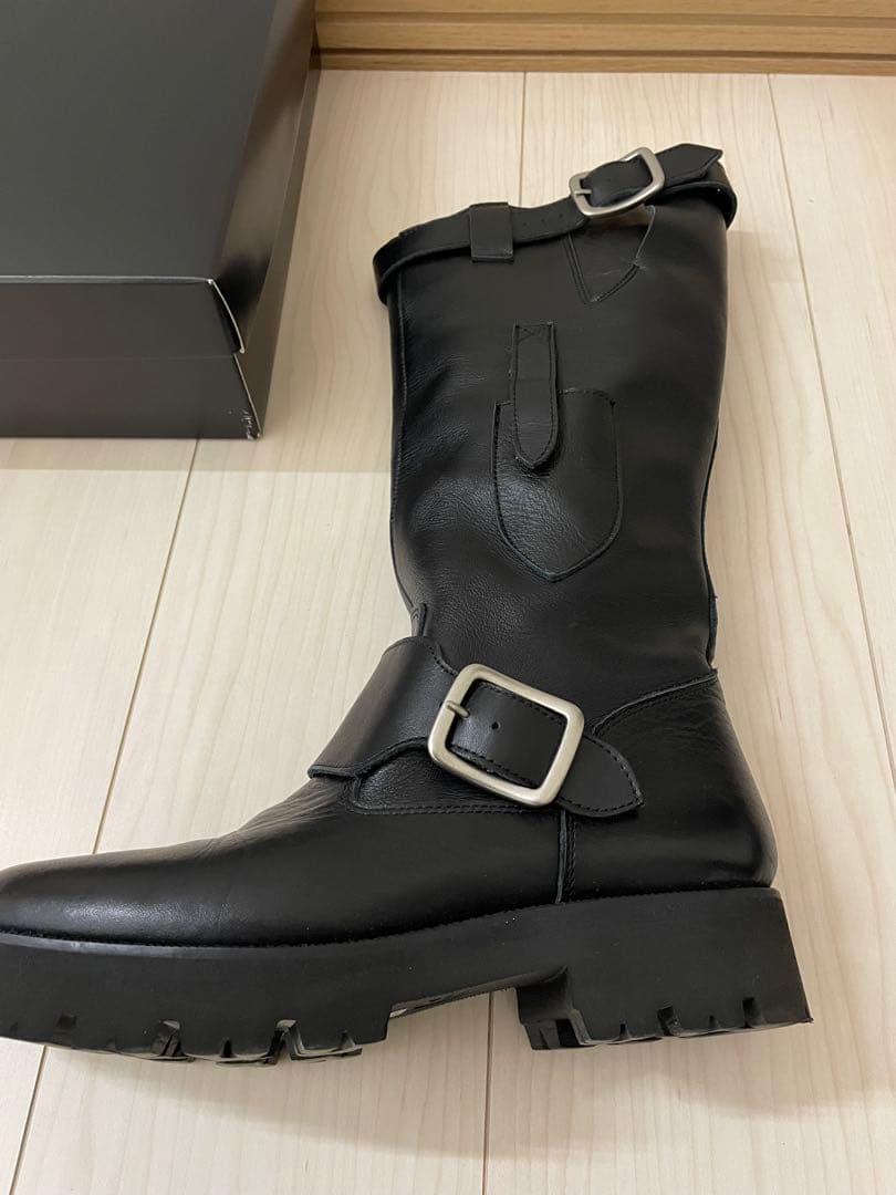 Y's バックル付きブラックレザー ロングブーツ　24.5〜25㎝　XL ワイズ