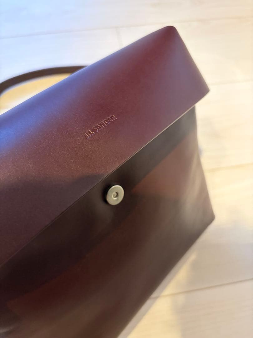 ジルサンダー クロスボディバッグ LID レザー　バーガンディー20241223