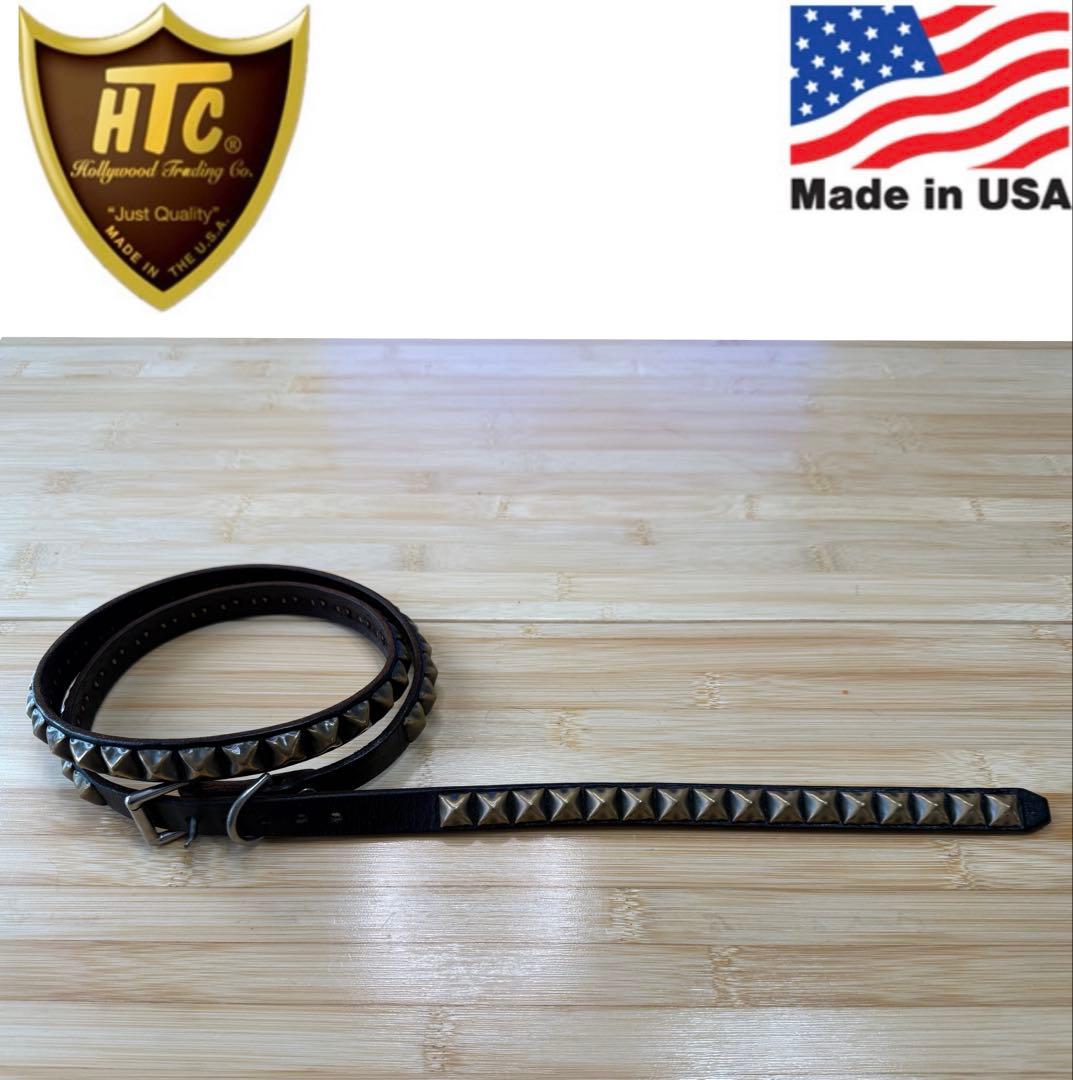 初期⭐️HTC⭐️1連ピラミッドブラススタッズ⭐️ナローベルト⭐️ブラック(茶芯)⭐️34