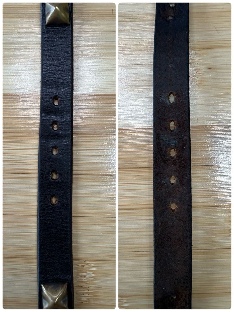 初期⭐️HTC⭐️1連ピラミッドブラススタッズ⭐️ナローベルト⭐️ブラック(茶芯)⭐️34