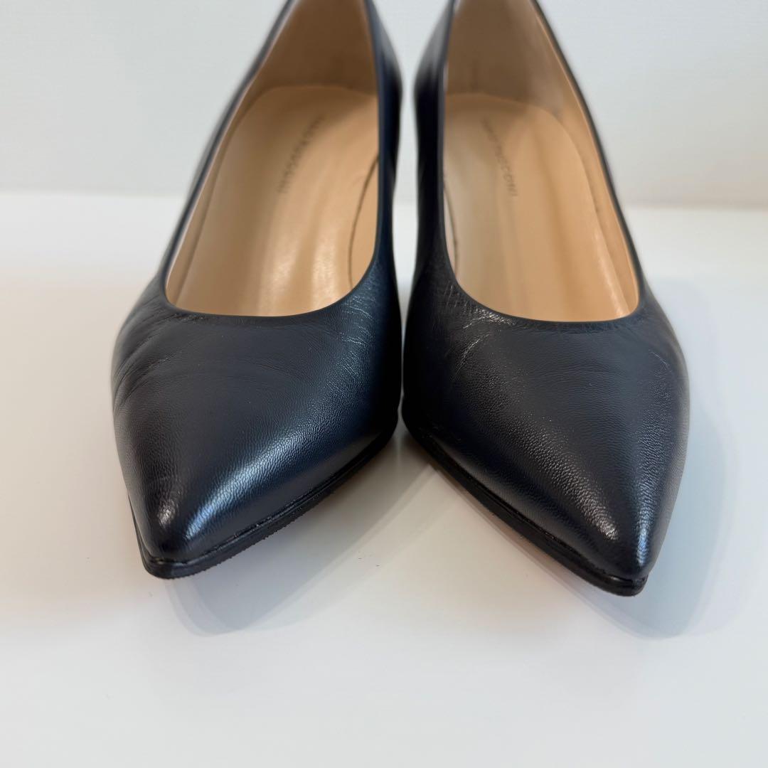 美品 FABIO RUSCONI ポインテッドトゥ パンプス 太ヒール 36 黒