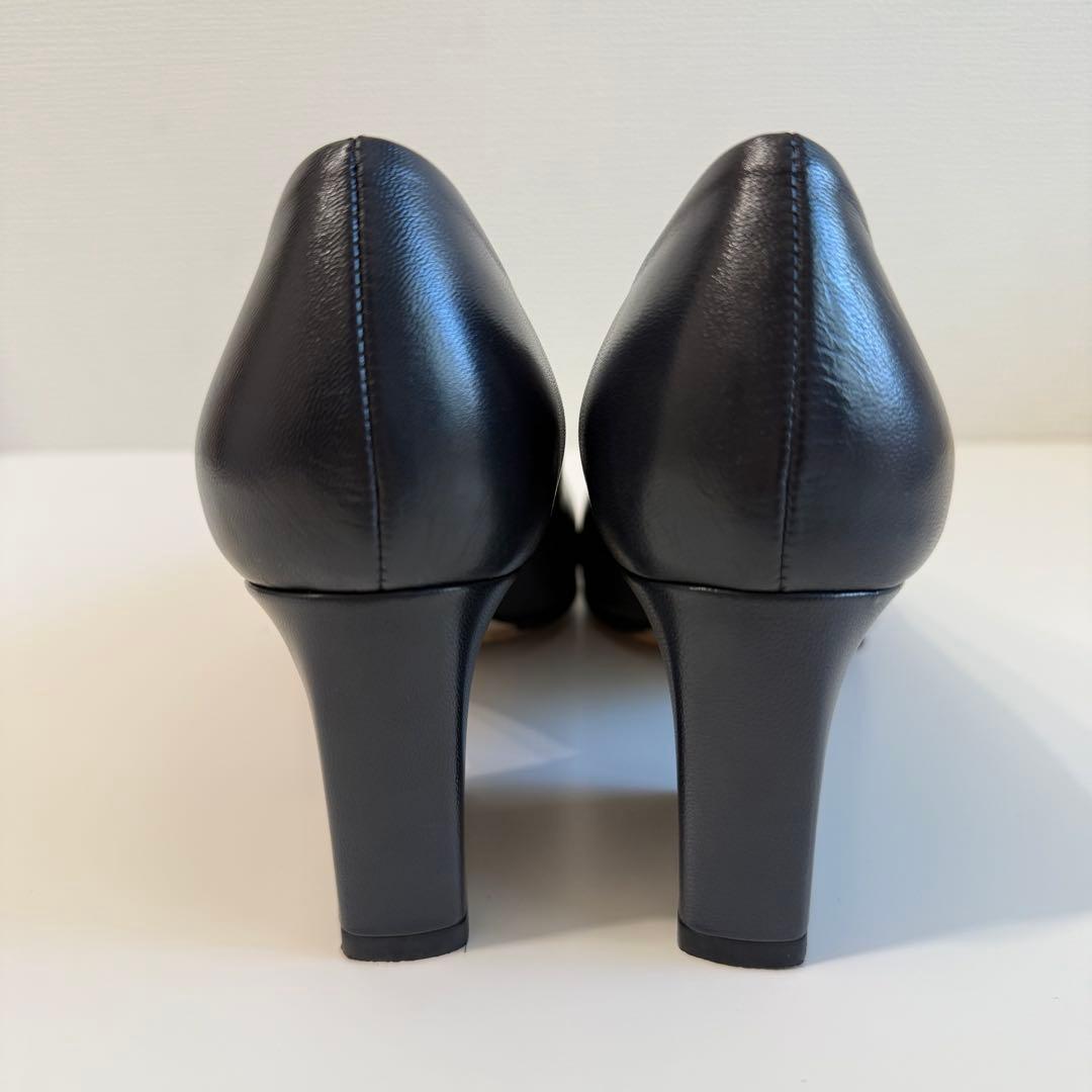 美品 FABIO RUSCONI ポインテッドトゥ パンプス 太ヒール 36 黒