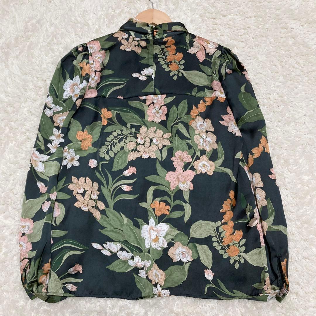 極美品✨ソブ 花柄プリントボウタイブラウス 2.7万 ボタニカル リボン 緑