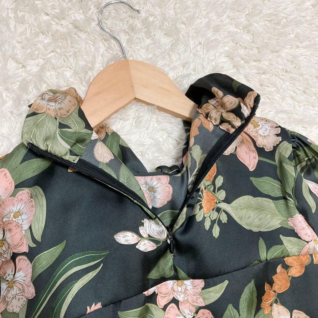 極美品✨ソブ 花柄プリントボウタイブラウス 2.7万 ボタニカル リボン 緑