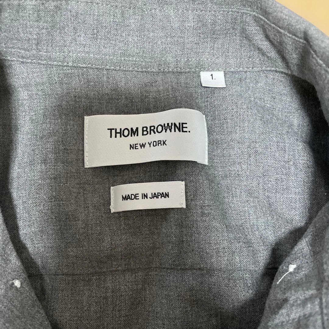 THOM BROWNE グレー ストライプ袖 シャツ