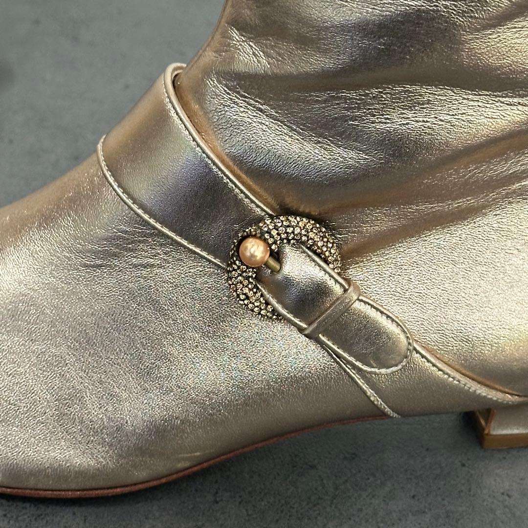 未使用✨Salvatore Ferragamo レザー　ロングブーツ　ゴールド