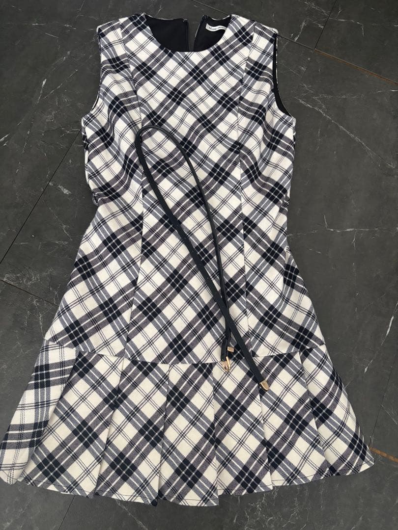 ワンピース M me eme Check pleated mini onepiece