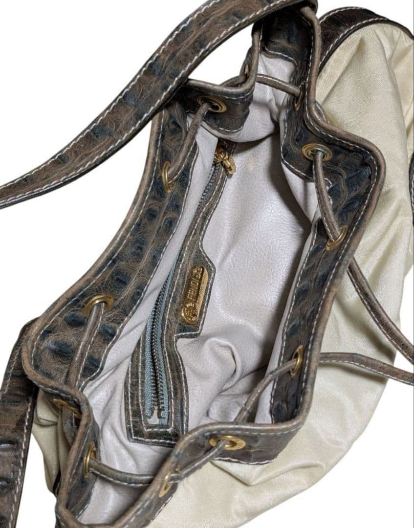 フェンディ FENDI 巾着 バケットバッグ クロコ型押し ヴィンテージ 正規品