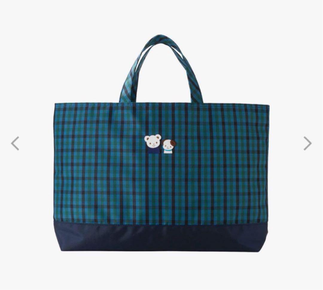 完売品♥︎横型♥︎トートバッグ♥︎青チェック♥︎ファミリア