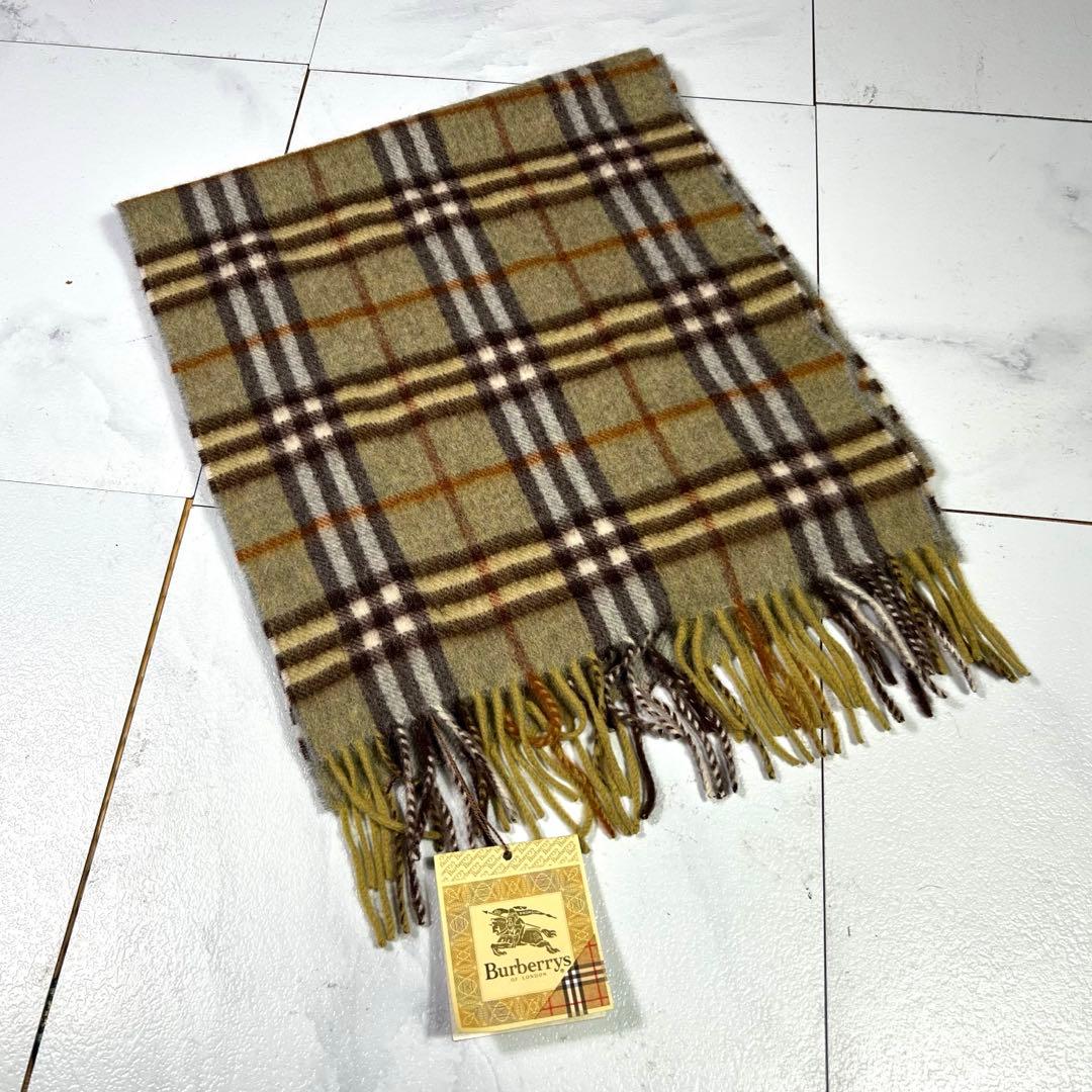 未使用級 タグ付き BURBERRY カシミヤ100 マフラー ノバチェック