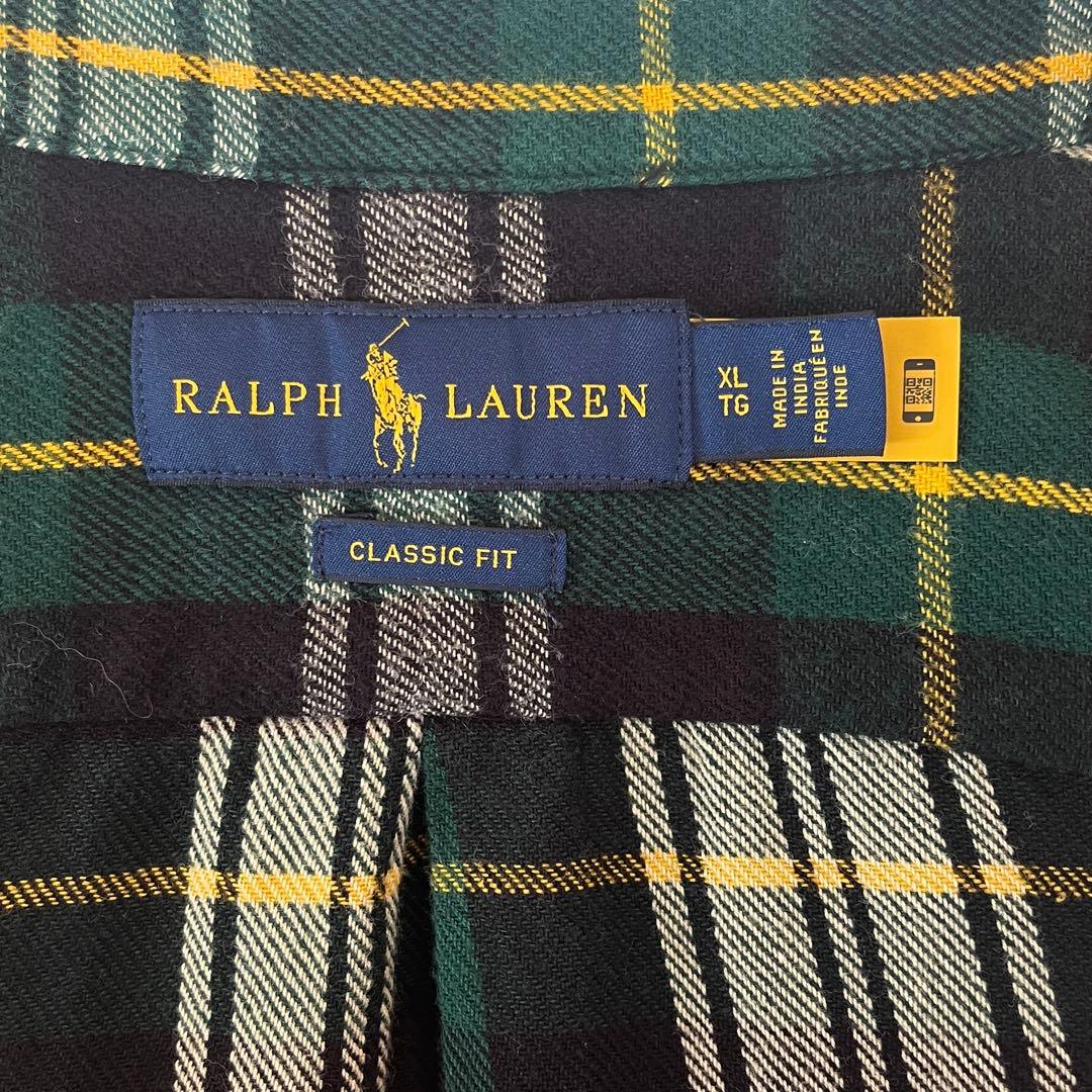【レア未使用級◆現行QR◆タータンブラックウォッチ】ラルフローレンネルシャツXL