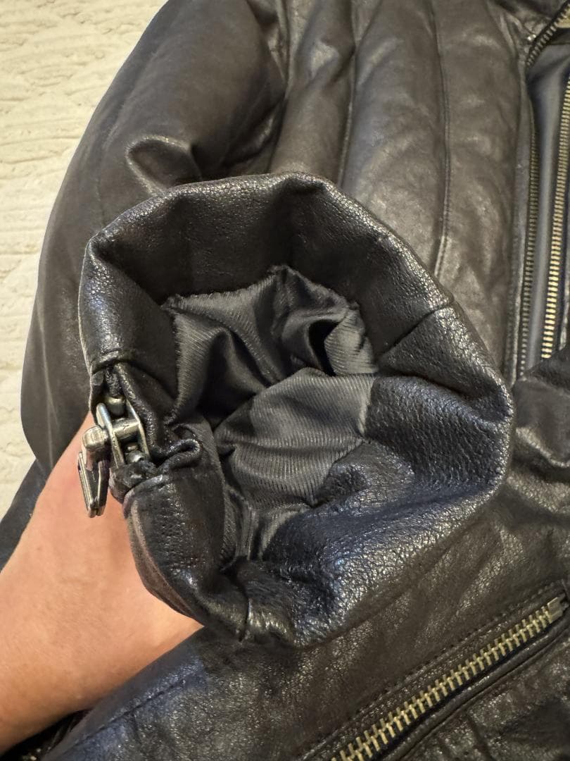 AVIREX ライダースダウン ゴートレザー デュポン社製ライナー 黒 L