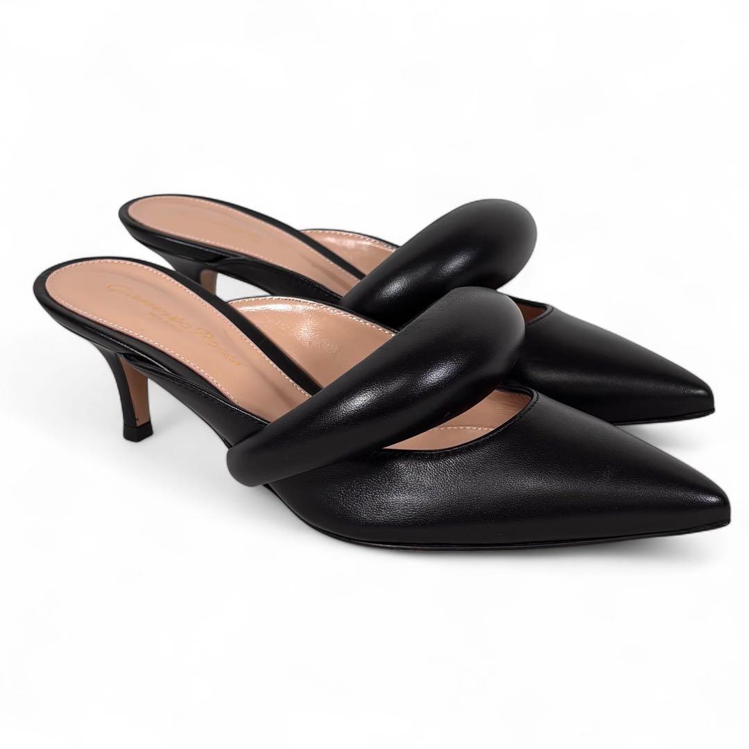 ほぼ新品 ジャンヴィットロッシ 35 22 レザー ミュール ブラック 黒